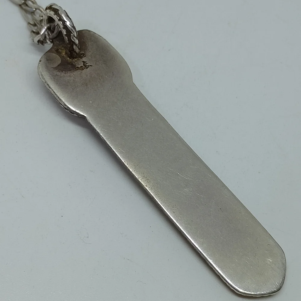 * vintage antique Navajo signed white buffalo sterling silver feather necklace